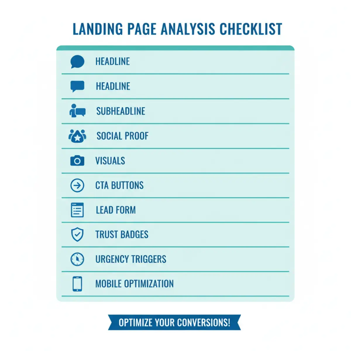 Чеклист анализа лендинга конкурента: заголовок, оффер, CTA, форма, социальные доказательства