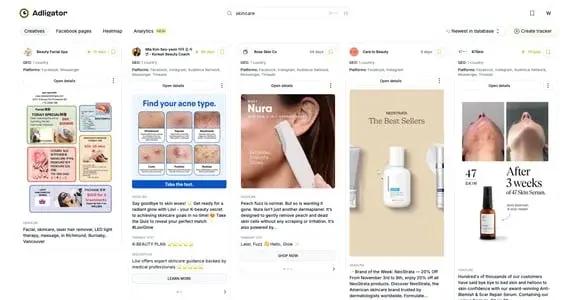 Пошук криптореклами конкурентів в Adligator — фільтрація за ключовими словами та форматом