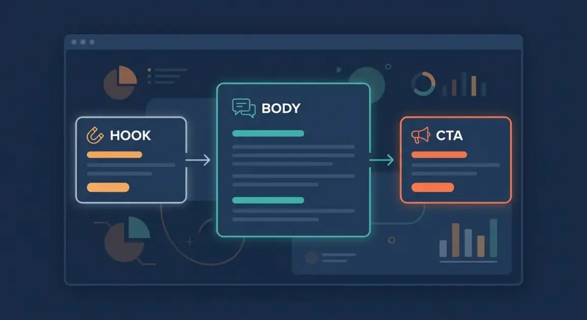 UGC brief template structure showing hook, body, and CTA sections for creator content