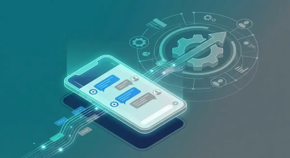 Smartphone displaying automated chatbot conversation flow for qualifying leads through messaging ads