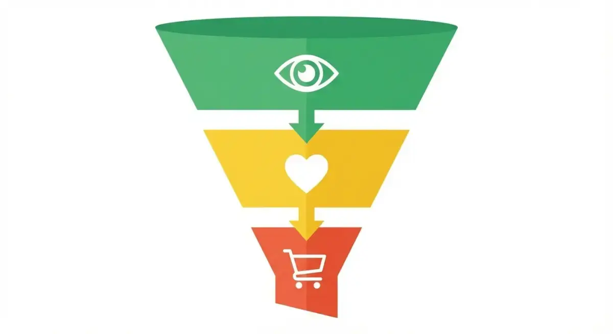 Діаграма рекламної воронки Facebook Ads з трьома рівнями: холодний трафік (TOFU), теплий трафік (MOFU), гарячий трафік (BOFU)