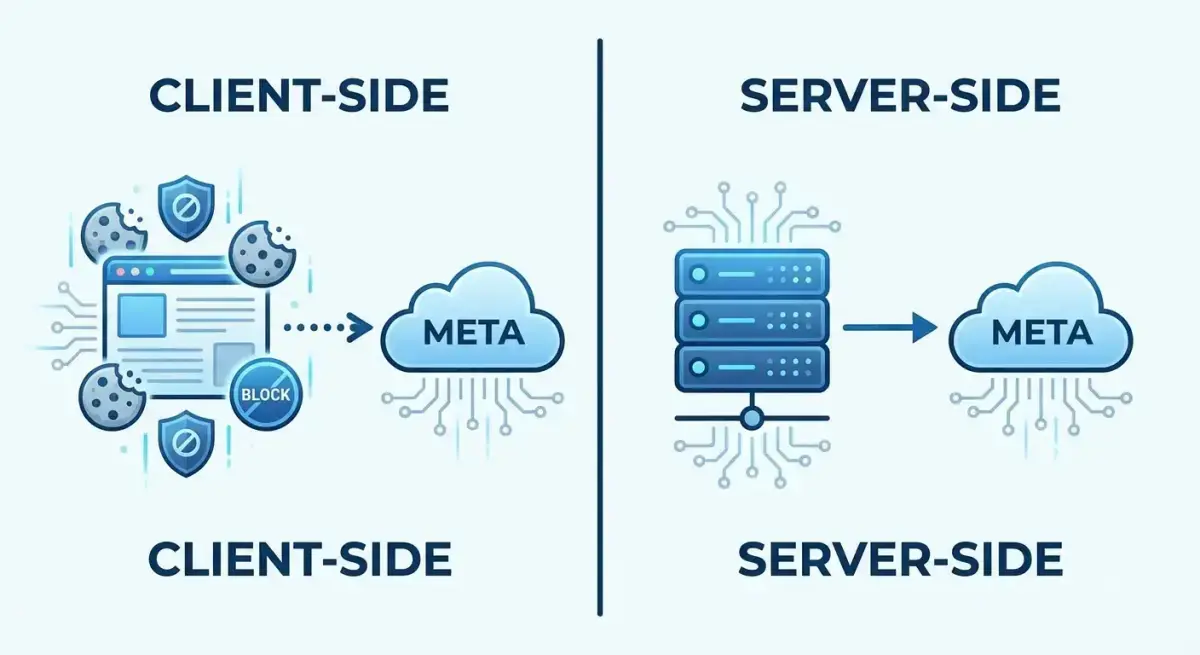 Порівняння клієнтського відстеження через браузер та серверного відстеження через Conversions API