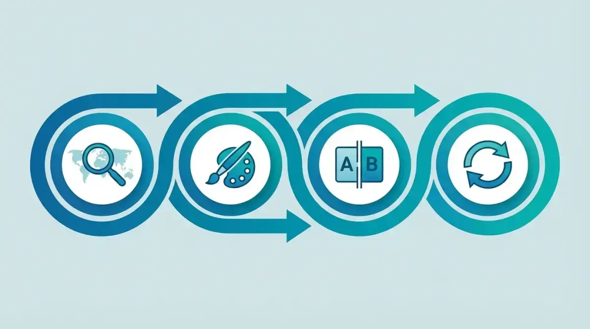 Схема воркфлоу локализации рекламных креативов: от исследования рынка до запуска и итерации