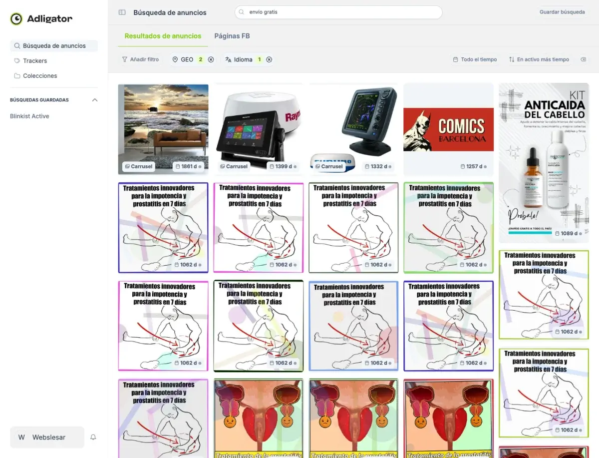 Búsqueda en Adligator por envío gratis en España y México ordenada por más tiempo activo con anuncios de más de 1000 días