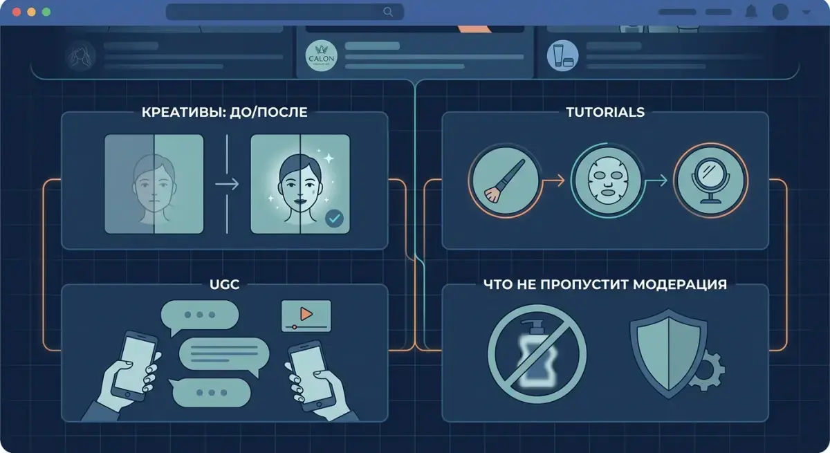 Креативы: до/после, UGC, tutorials, и что не пропустит модерация