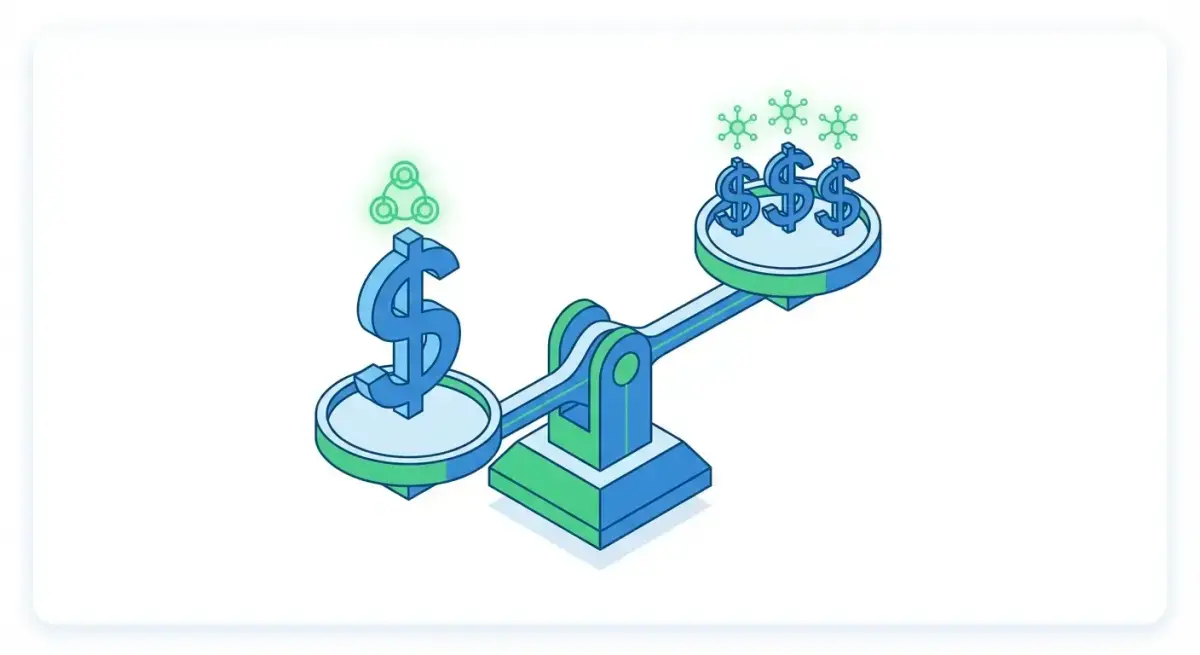 Budget allocation concept illustration showing balanced scale with CBO and ABO approaches for Facebook Ads optimization