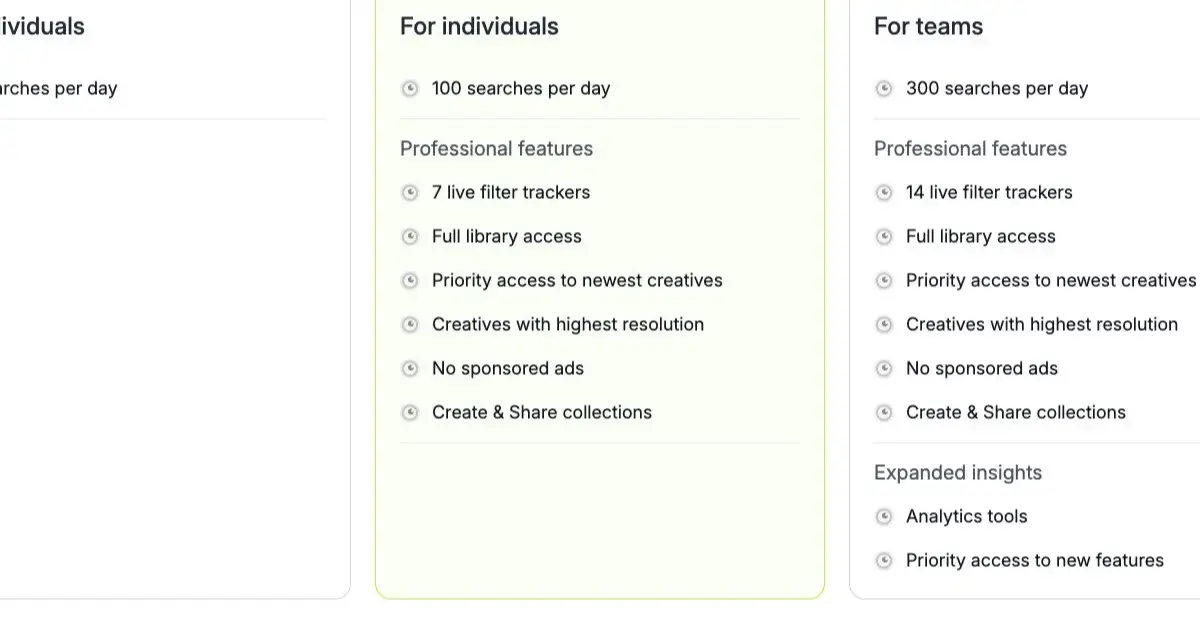 Pricing comparison between AdPolice and alternative ad intelligence tools showing cost breakdown