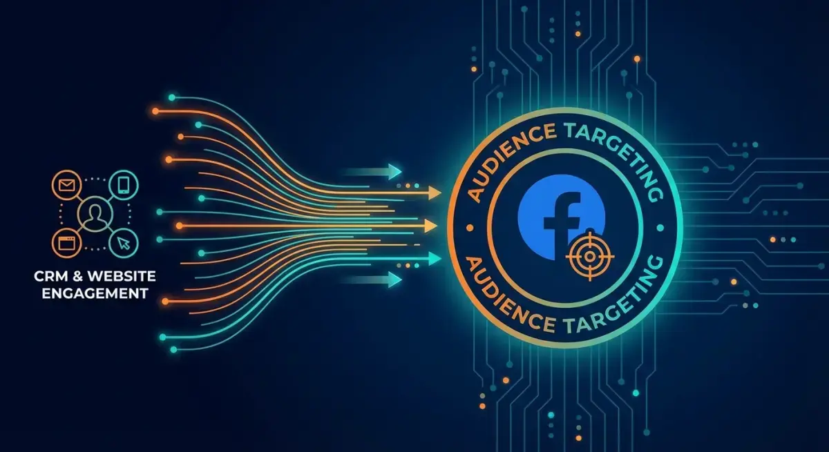 Facebook custom audiences dashboard showing first-party data segments for ad targeting