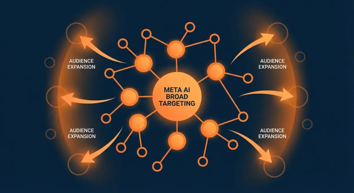 Meta broad targeting 2026 guide showing the shift from interest-based to AI-driven Advantage+ audience targeting