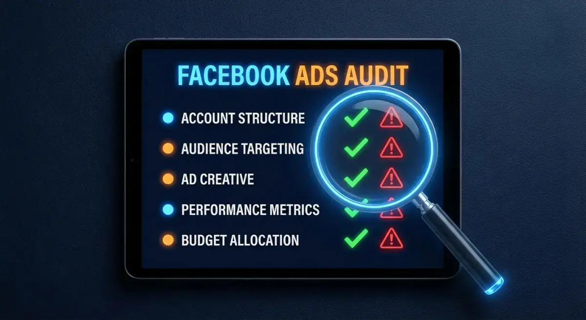 Чеклист аудита рекламного аккаунта Facebook перед масштабированием с ключевыми метриками и красными флагами