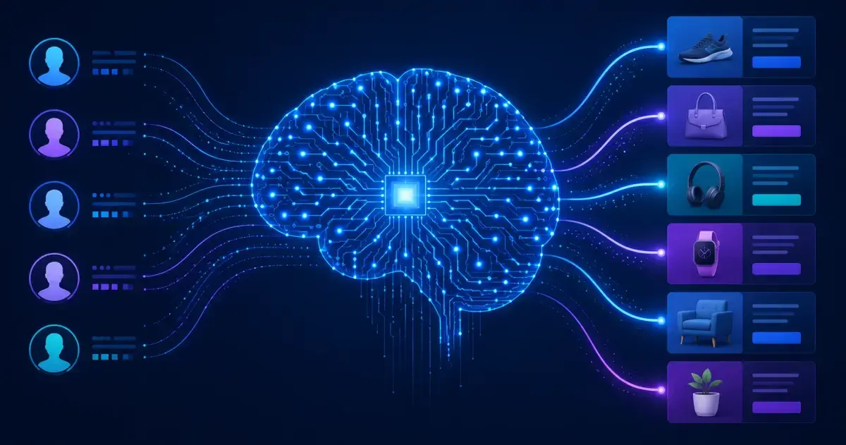 AI neural network processing advertising data and matching ads to users through Meta Andromeda algorithm
