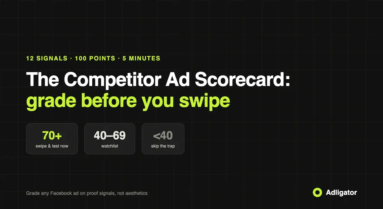 The Competitor Ad Scorecard: 12 signals and 100 points to grade any Facebook ad before you swipe it