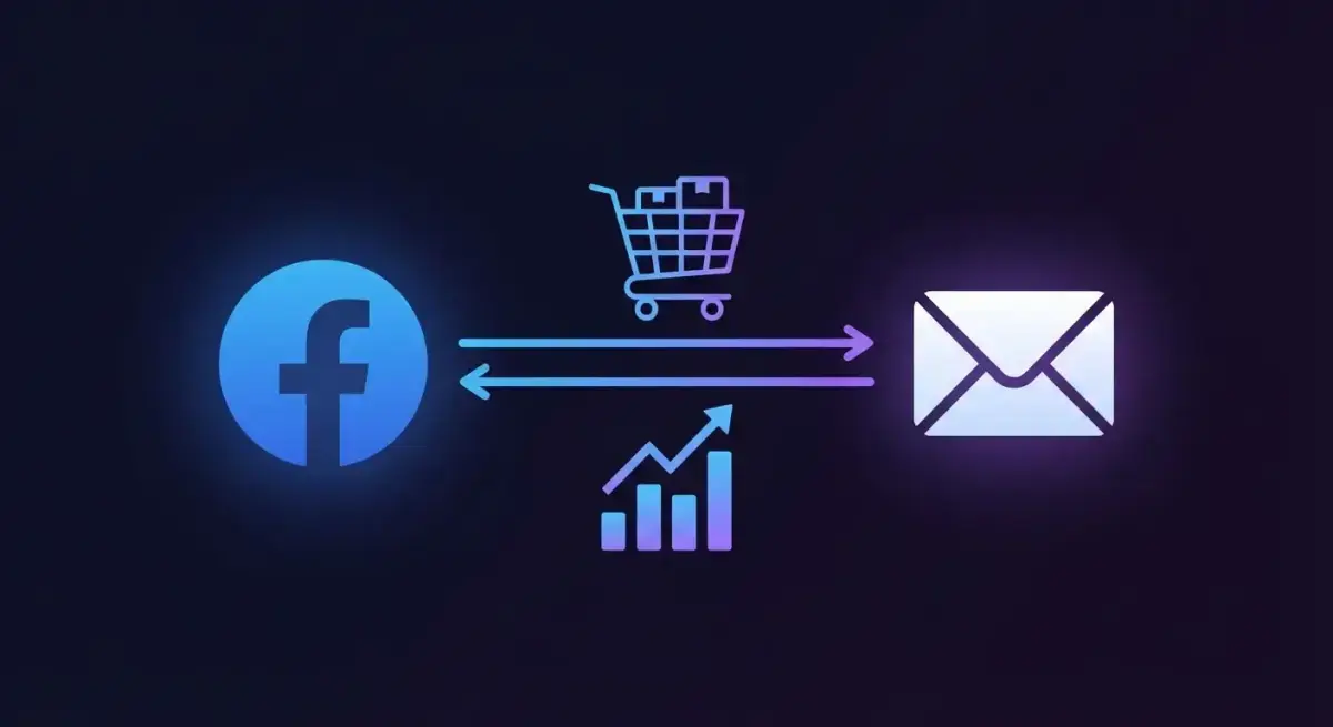 Diagram showing Facebook Ads and email marketing working together to maximize ecommerce customer lifetime value