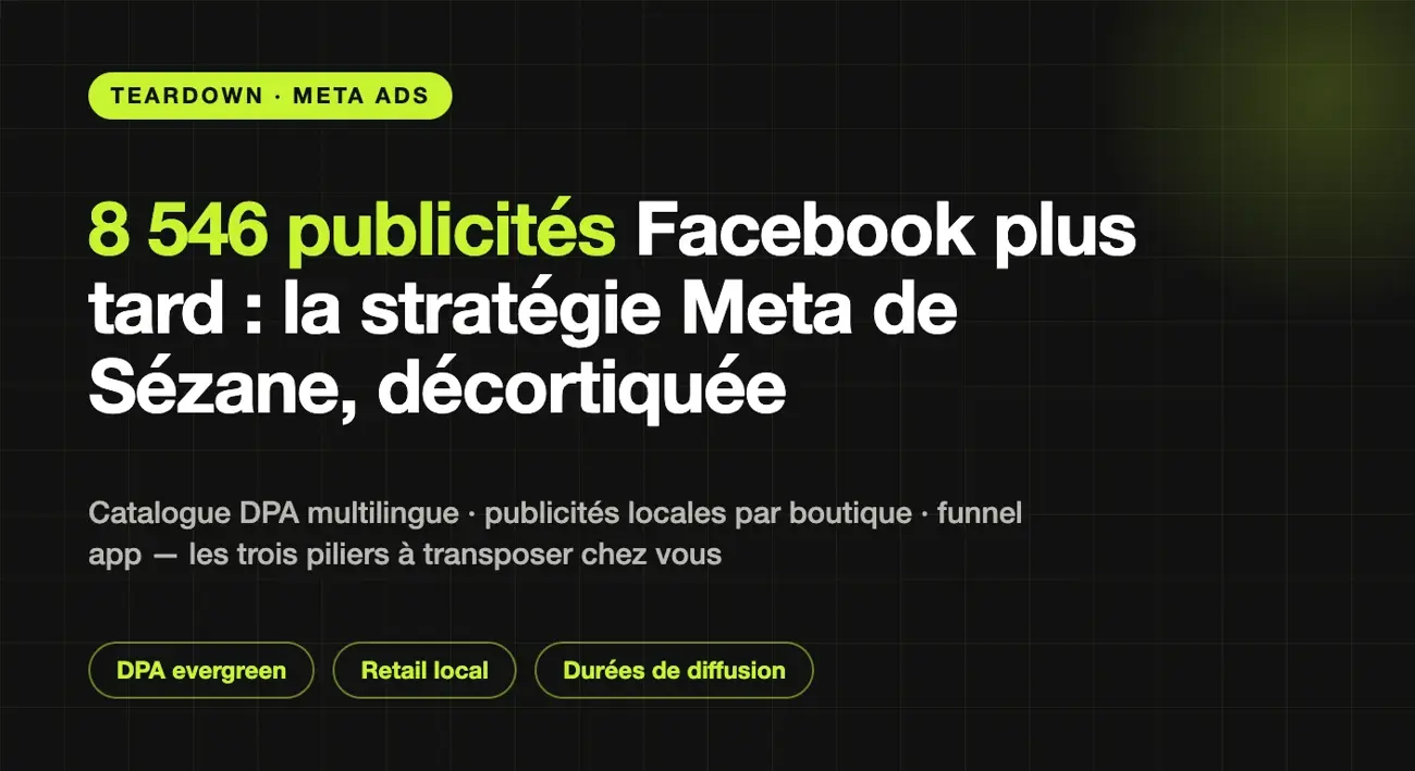 Couverture du teardown : 8 546 publicités Facebook plus tard, la stratégie Meta de Sézane décortiquée