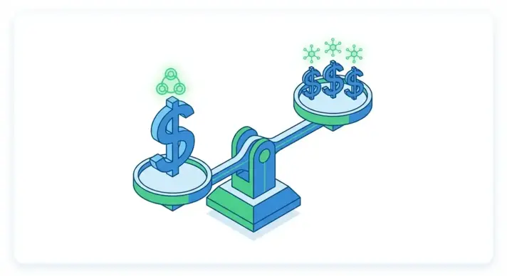 Budget allocation concept illustration showing balanced scale with CBO and ABO approaches for Facebook Ads optimization