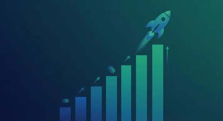 Визуализация масштабирования бюджета Facebook Ads в виде восходящей лестницы от малого к большому бюджету