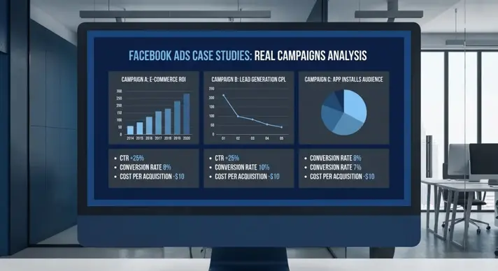 Кейси Facebook Ads: розбір 5 реальних рекламних кампаній — бюджет, креативи, результати (2026)