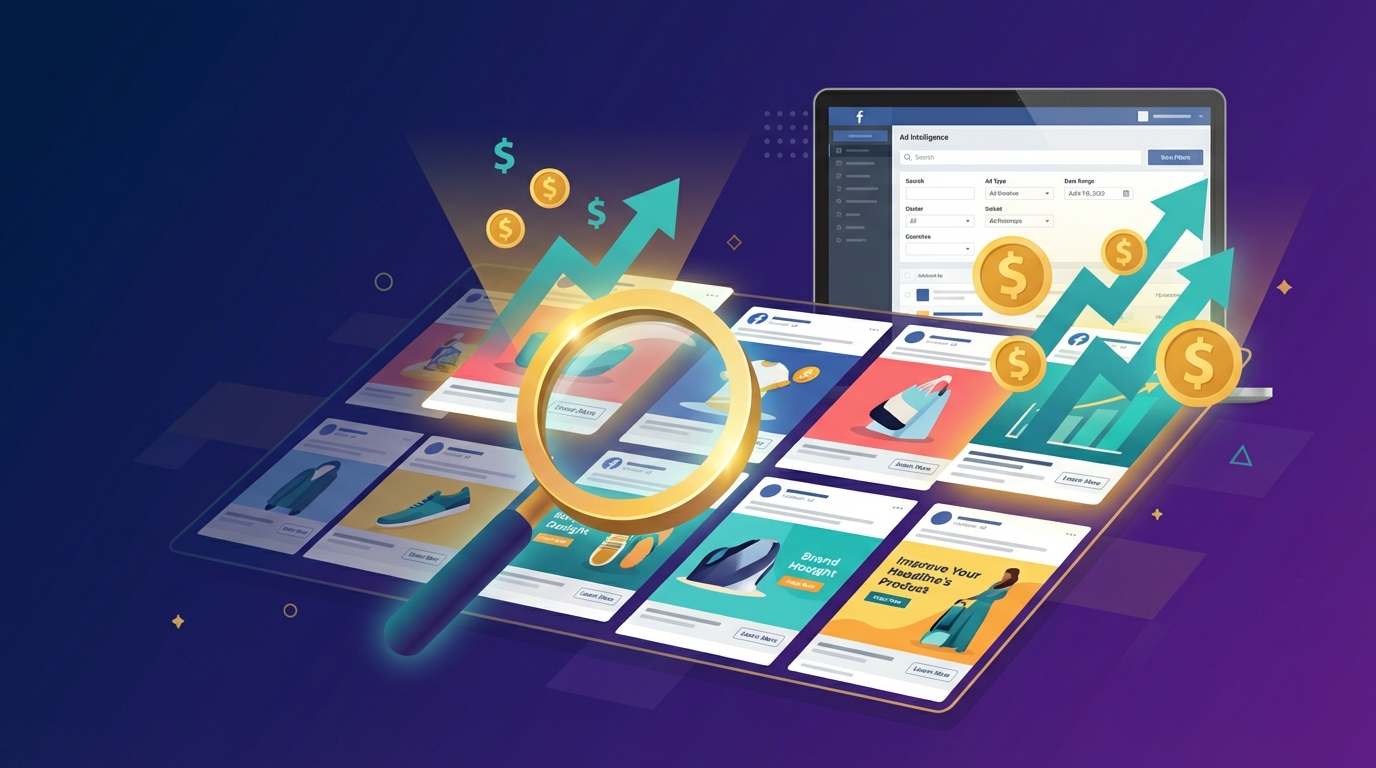 Ad spy tools dashboard showing winning affiliate marketing offers on Facebook with search filters and analytics