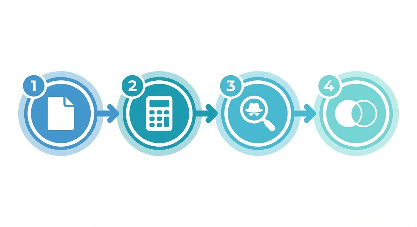 Four methods to estimate competitor ad spend shown as numbered steps with icons