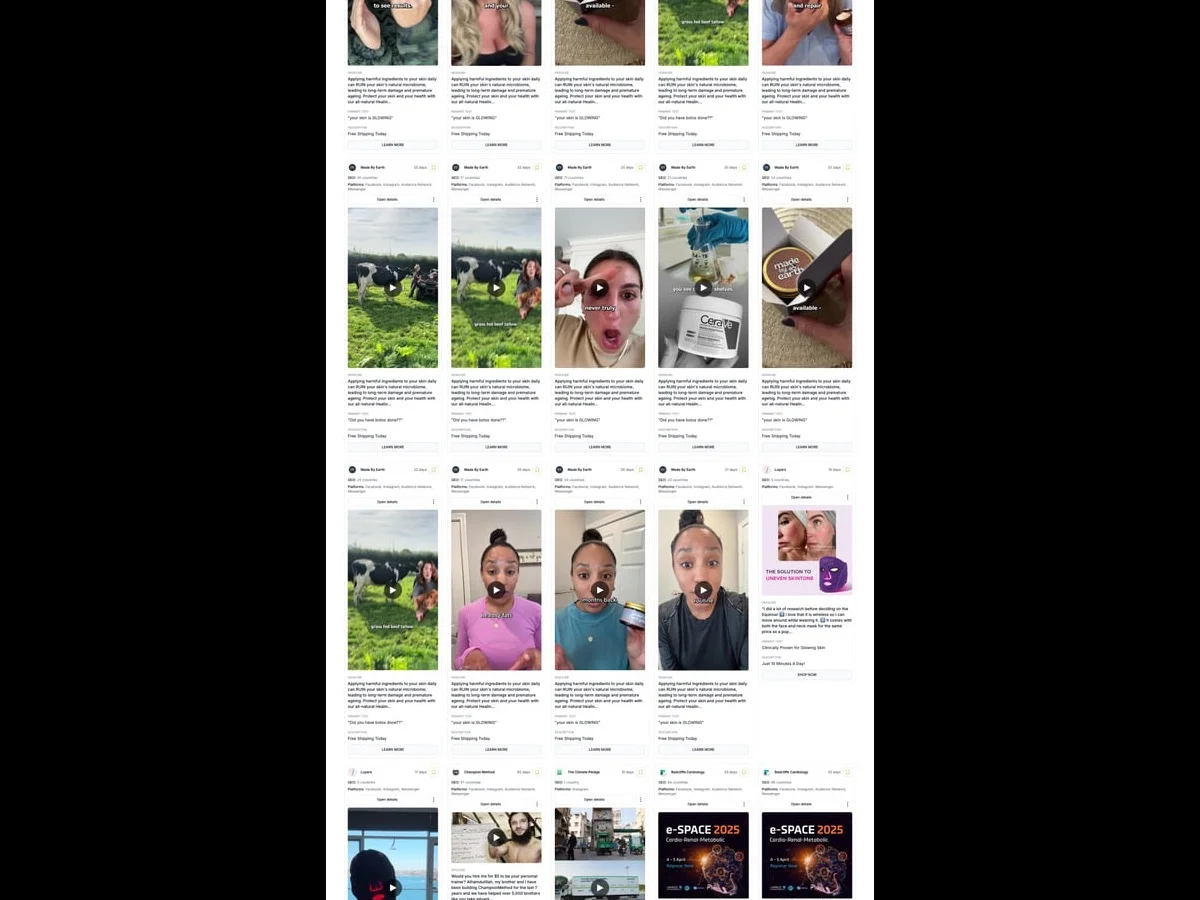 Adligator search interface showing the days active filter set to find ads running 14+ days as a compliance signal
