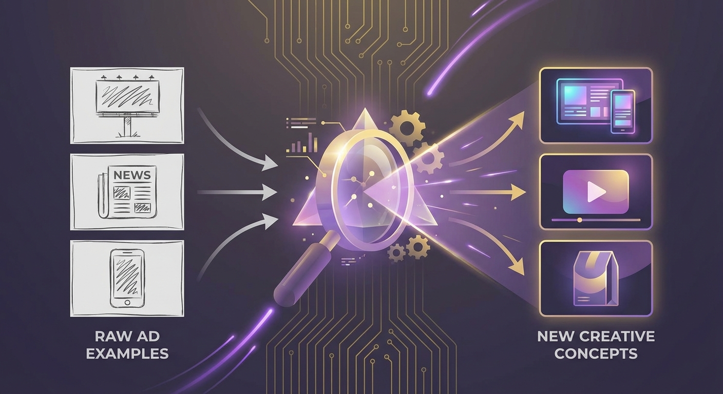 Transforming swipe file insights into new winning ad creative concepts