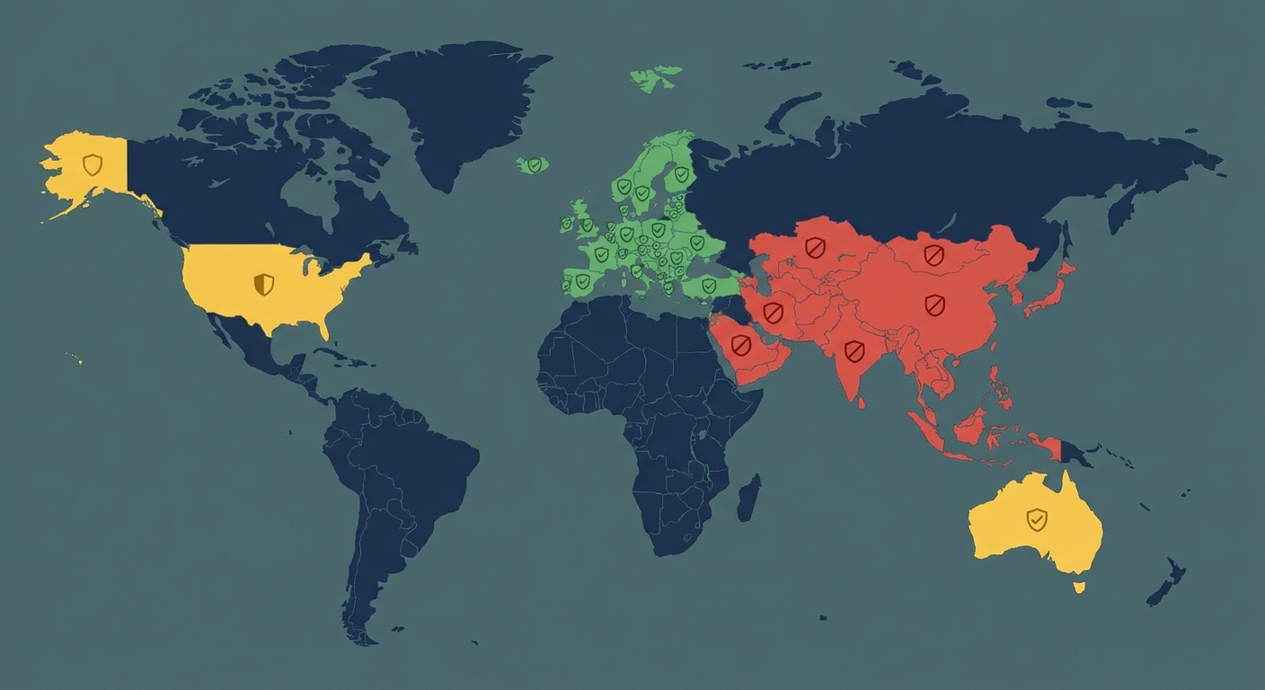 World map showing gambling advertising regulation levels by region with color-coded compliance zones for Meta ad policies