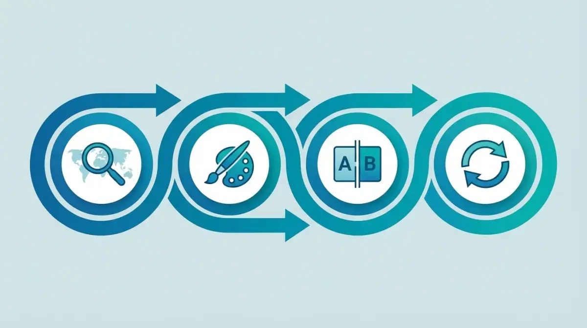 Схема воркфлоу локализации рекламных креативов: от исследования рынка до запуска и итерации