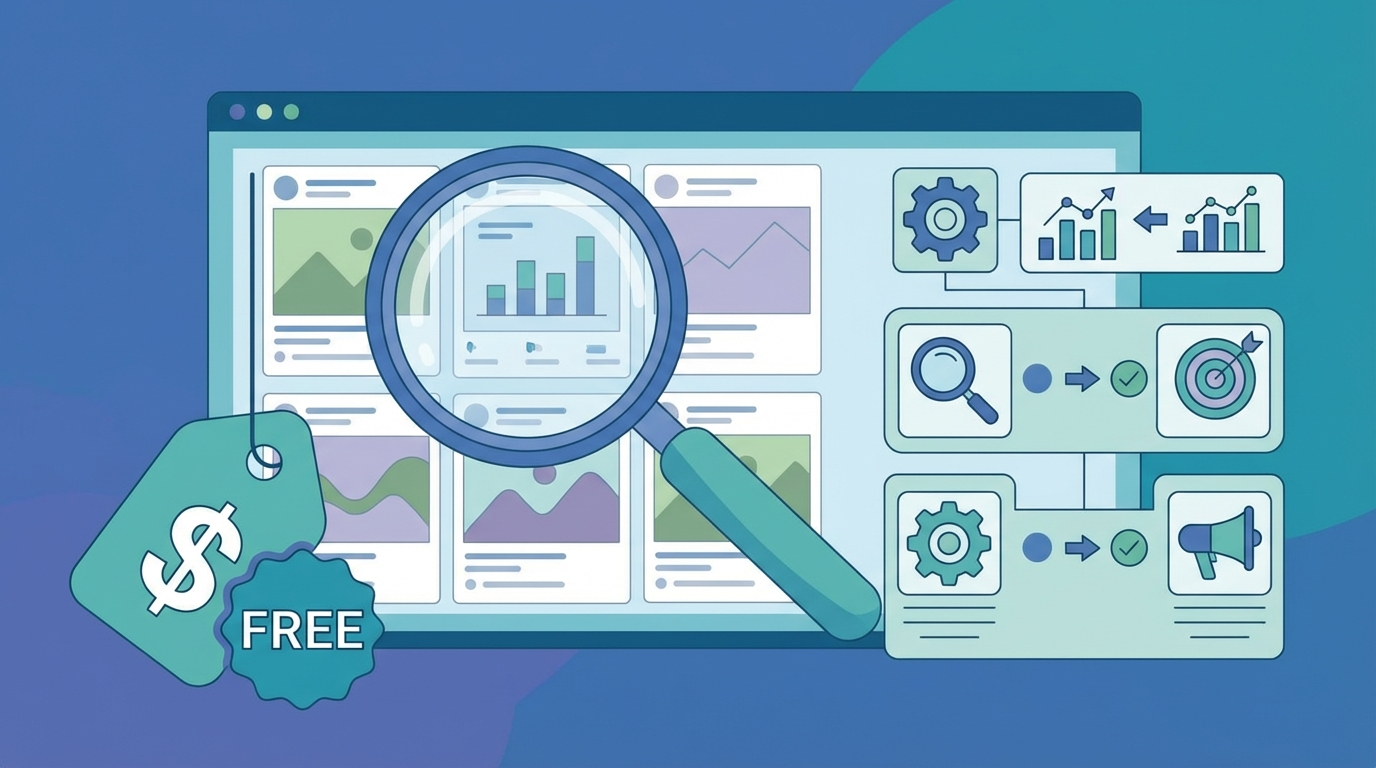 Иллюстрация бесплатных spy-инструментов для анализа рекламы в Facebook