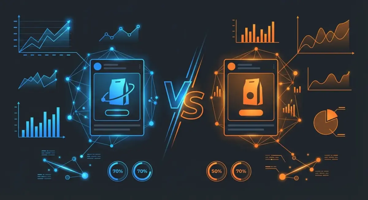 Визуализация процесса A/B тестирования рекламных креативов с использованием spy-данных конкурентов на профессиональном дашборде